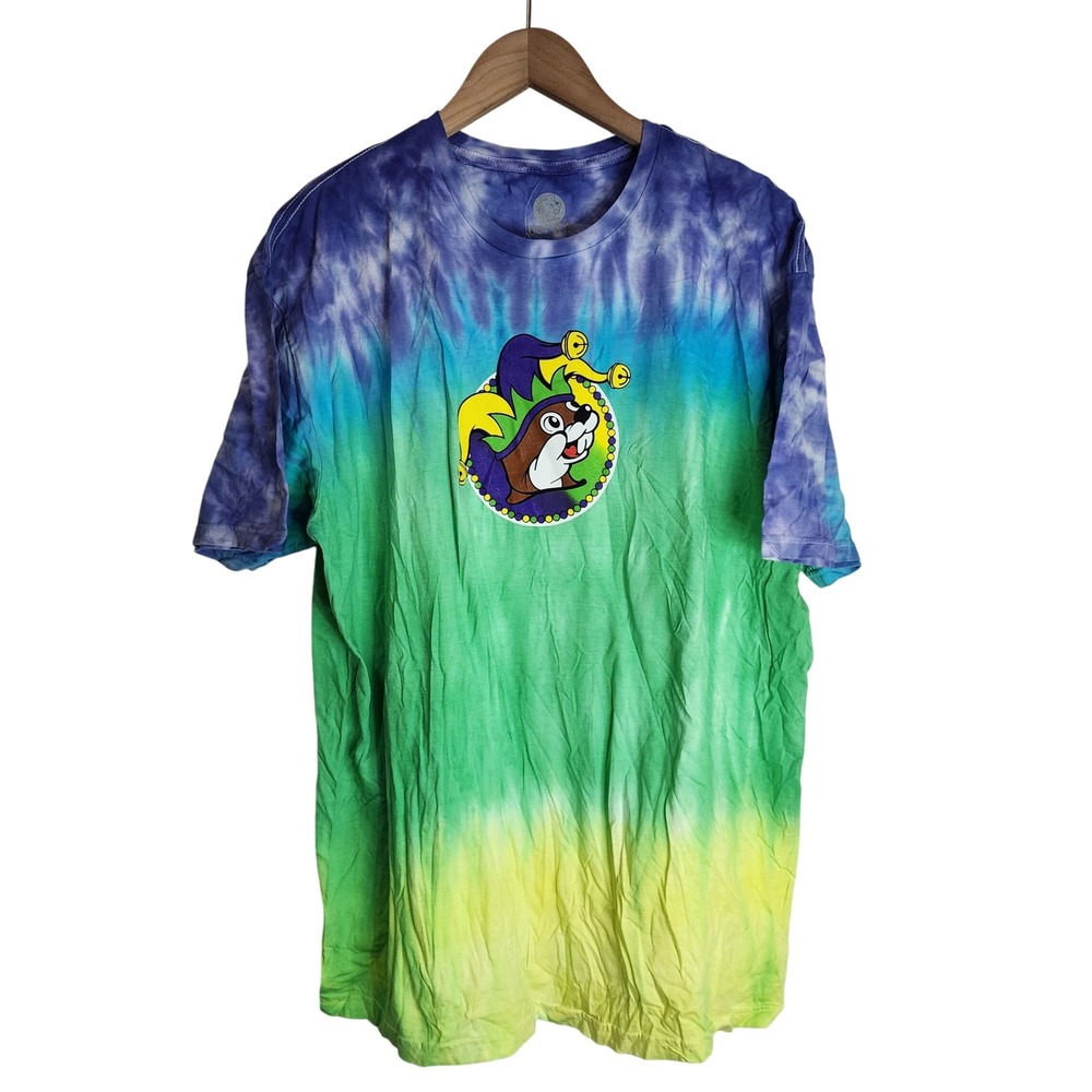 Buc-ee's Shirt Women's XL Mardi Gras Tie Dye Beaver‎ NWT